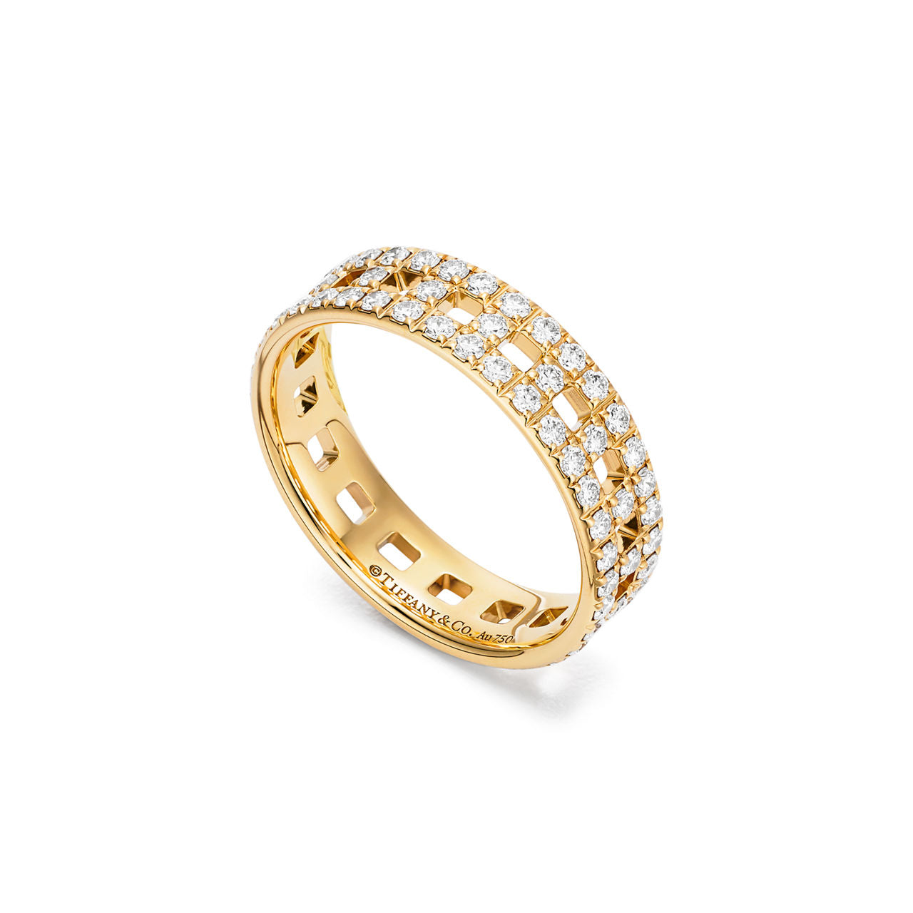 Tiffany T Bague True large en or 18 carats et pavé de diamants