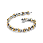 Bracelet en platine 950 millièmes, or jaune et diamants