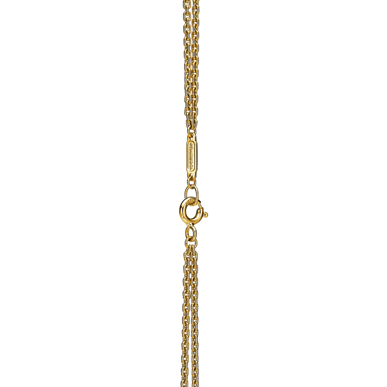 Pendentif à maillons doubles taille Large en or jaune 18 carats et pavé de diamants