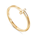 Bracelet jonc à charnière large T1 en or jaune 18 carats