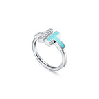 Tiffany T Bague Wire turquoise et diamants en or blanc 18 carats