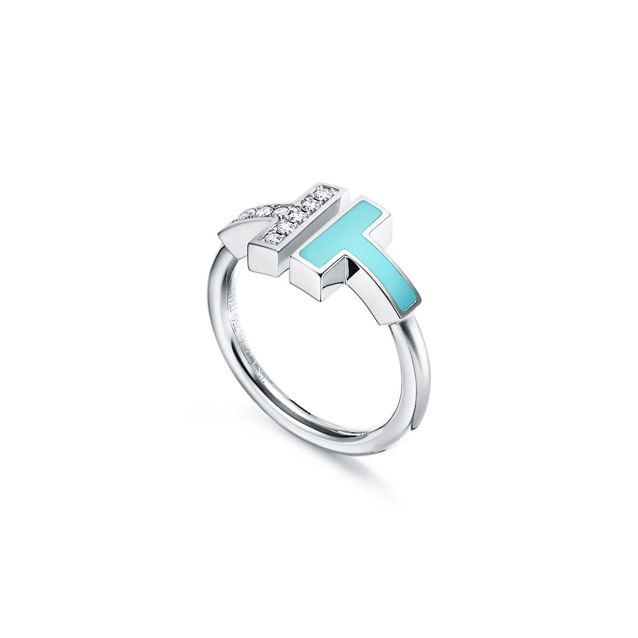 Tiffany T Bague Wire turquoise et diamants en or blanc 18 carats