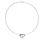 Collier Wire Bean en platine 950 millièmes et pavé de diamants. 20 mm.
