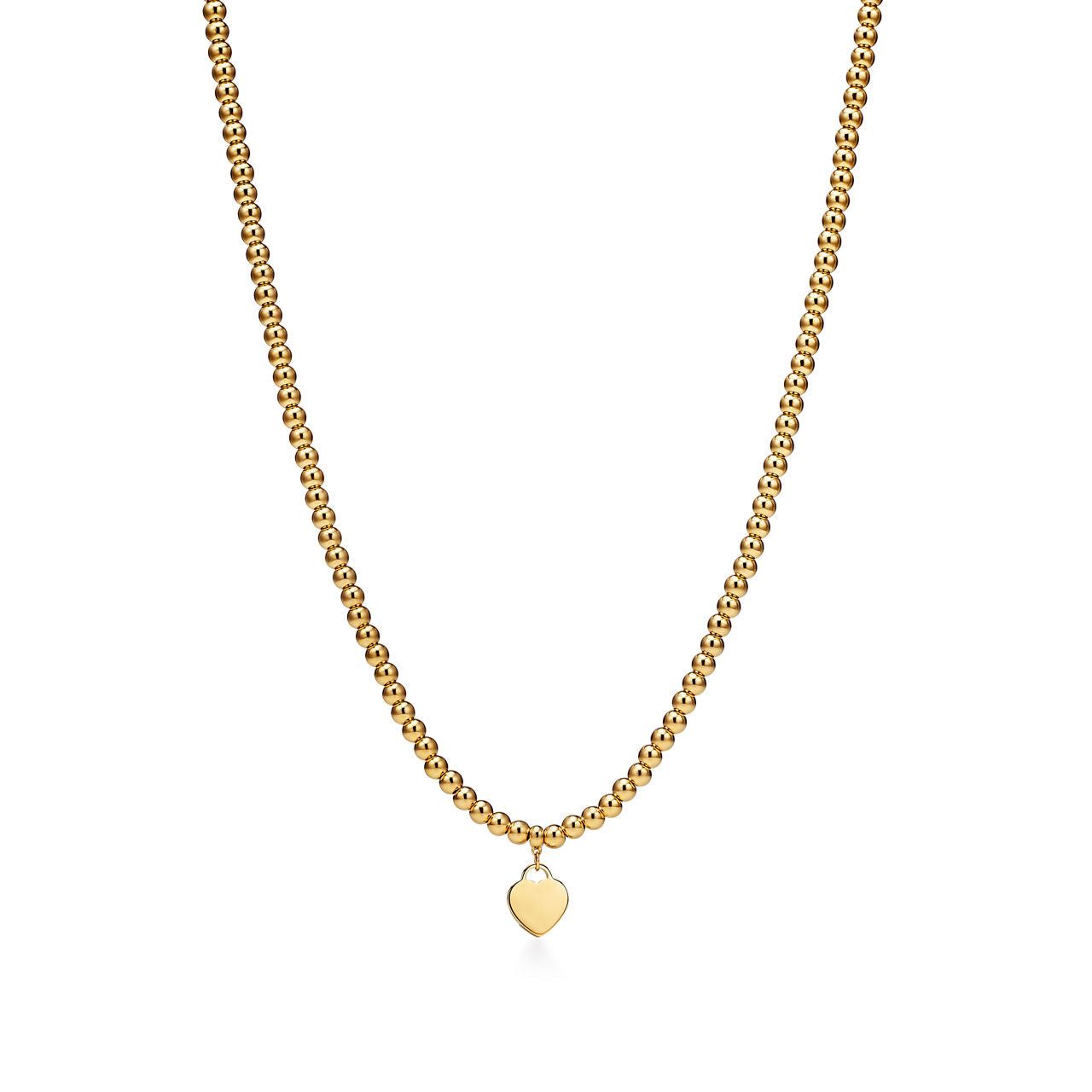 Collier de perles Plaque Cœur en or jaune 18 carats. Mini.