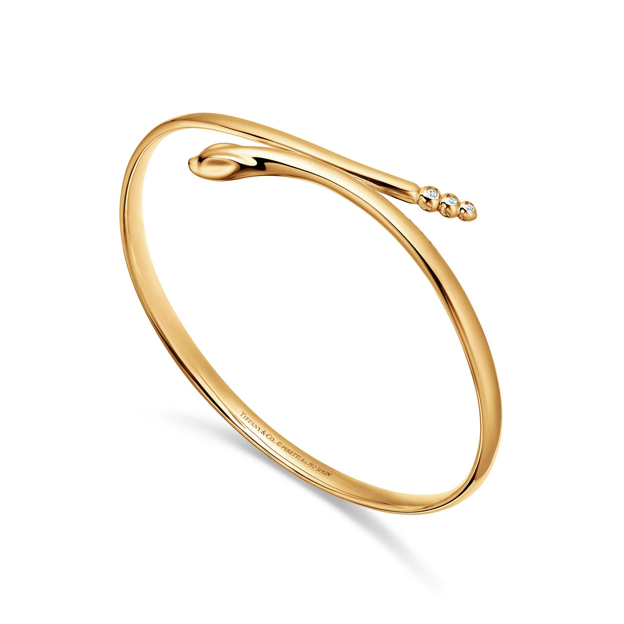 Bracelet jonc Serpent en or jaune 18 carats et diamants