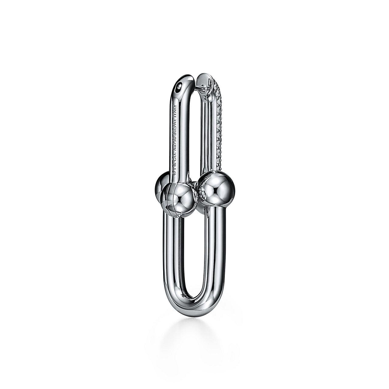 Boucles d’oreilles à maillons taille Large en or blanc 18 carats et pavé de diamants