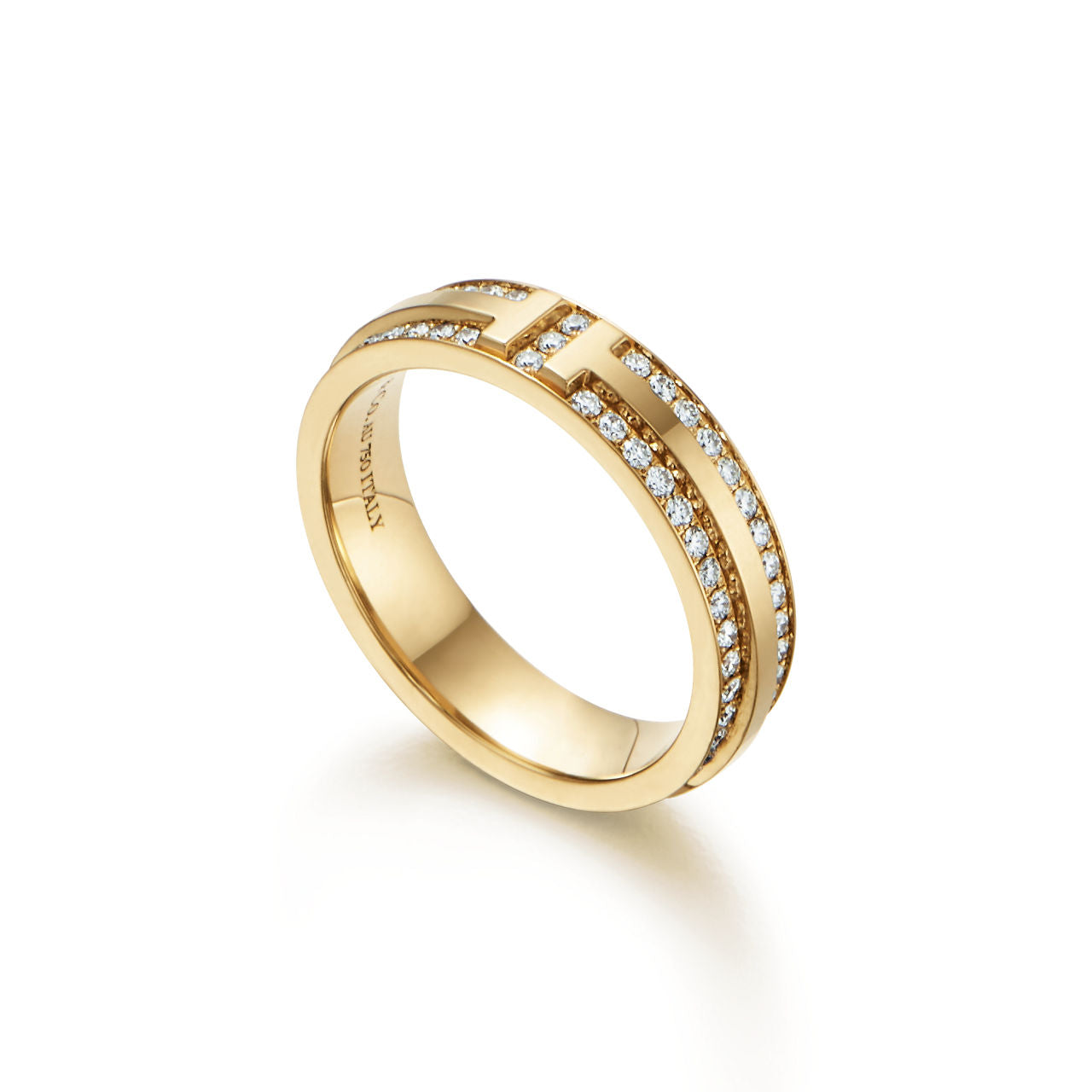 Tiffany T Bague étroite en pavé de diamants en or jaune 18 carats