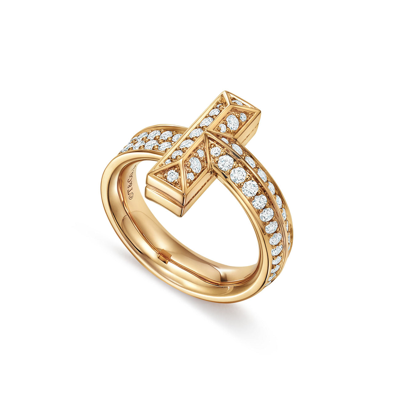 Tiffany T Bague T1 en or jaune 18 carats et diamants