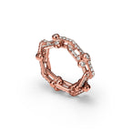 Tiffany HardWear Bague à maillons taille Small en or rose 18 carats et pavé de diamants