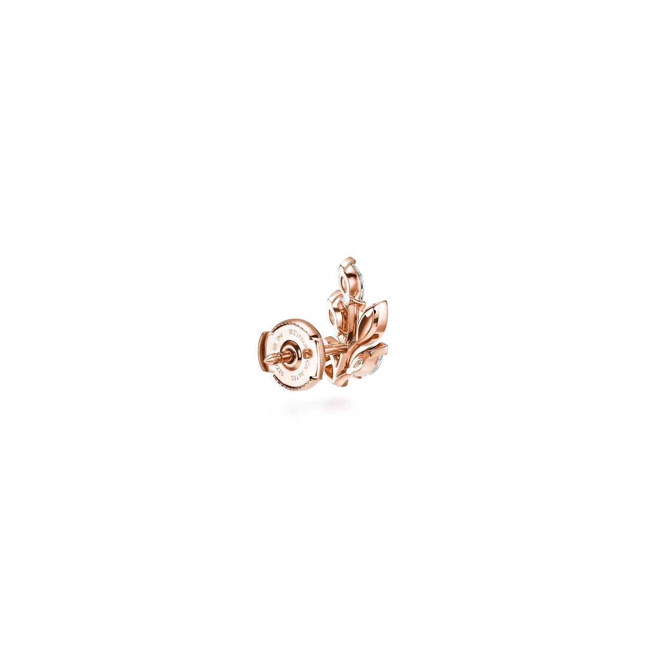 Boucles d’oreilles motif rameau en or rose 18 cts et diamants