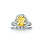 Tiffany Soleste Bague de fiançailles double halo en platine 950 millièmes ornée d’un diamant jaune taille ovale