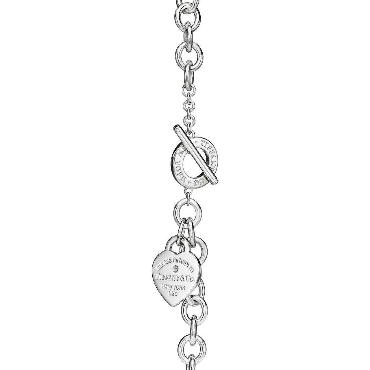Collier Plaque Cœur en argent 925 millièmes et diamant. Medium