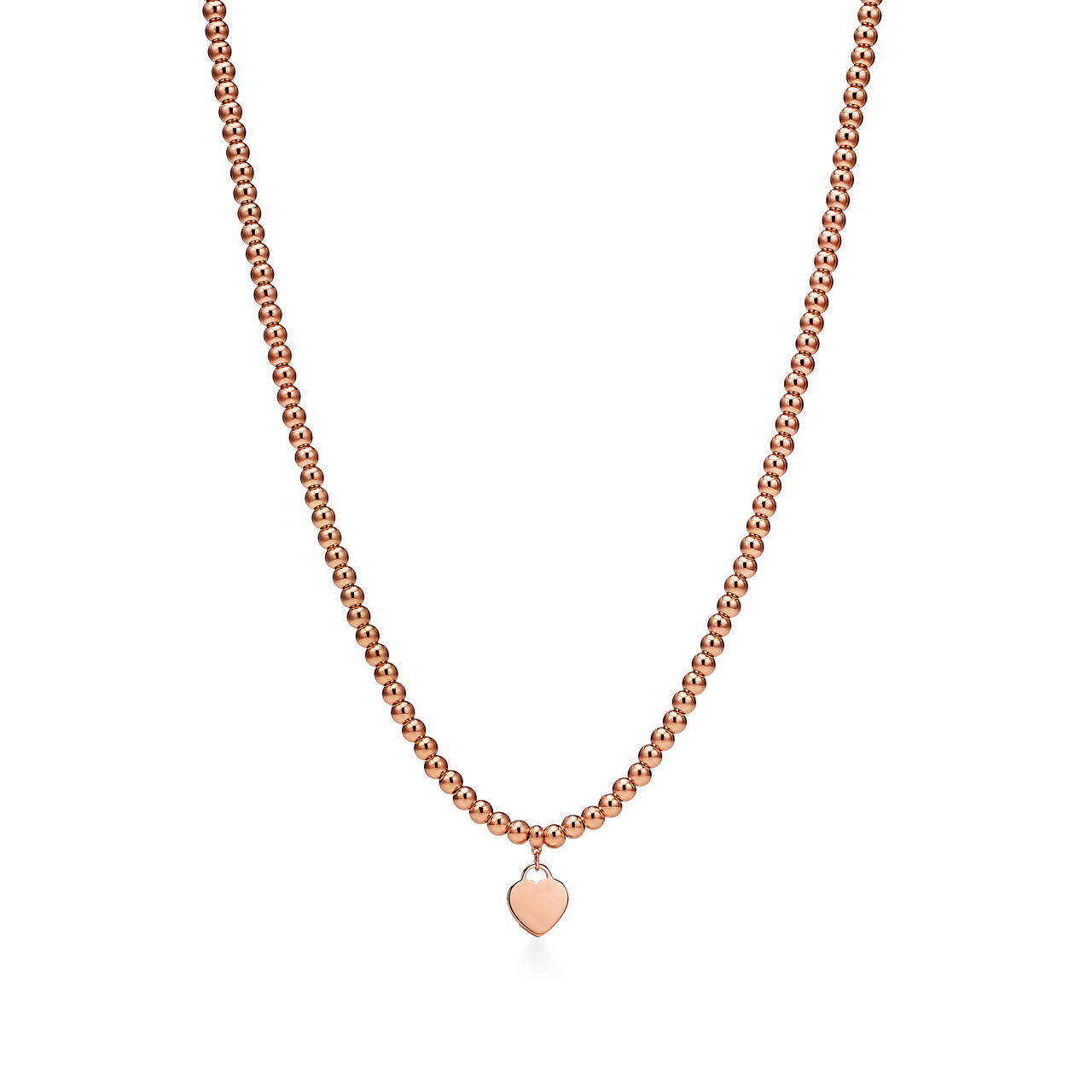 Collier de perles Plaque Cœur en or rose 18 carats. Mini.