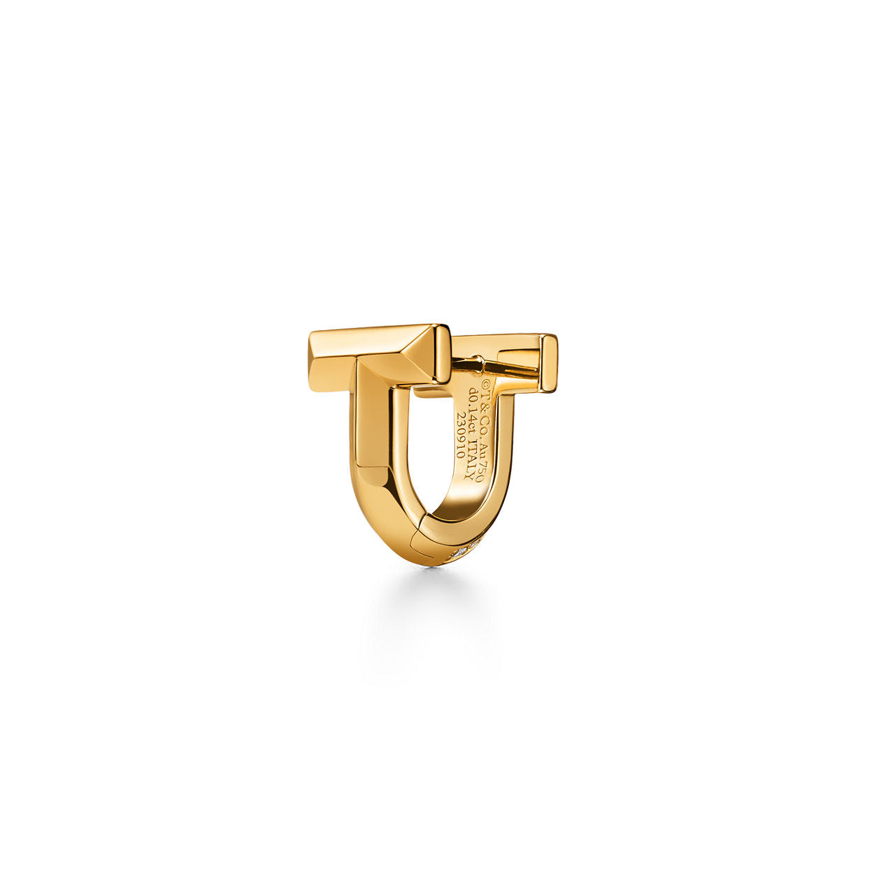 Boucles d’oreilles huggies T1 avec pavé de diamants en demi-cercle en or jaune 18 carats