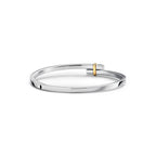 Bracelet jonc Bypass à charnière en platine 950 millièmes, or jaune 18 carats et diamants