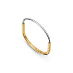 Bracelet jonc étroit en or jaune et or blanc 18 carats