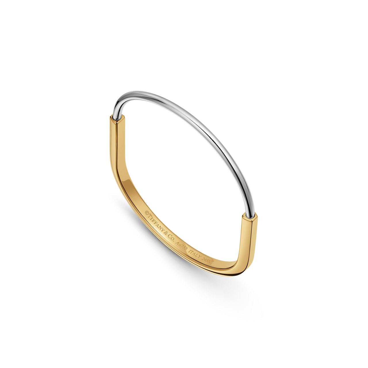 Bracelet jonc étroit en or jaune et or blanc 18 carats