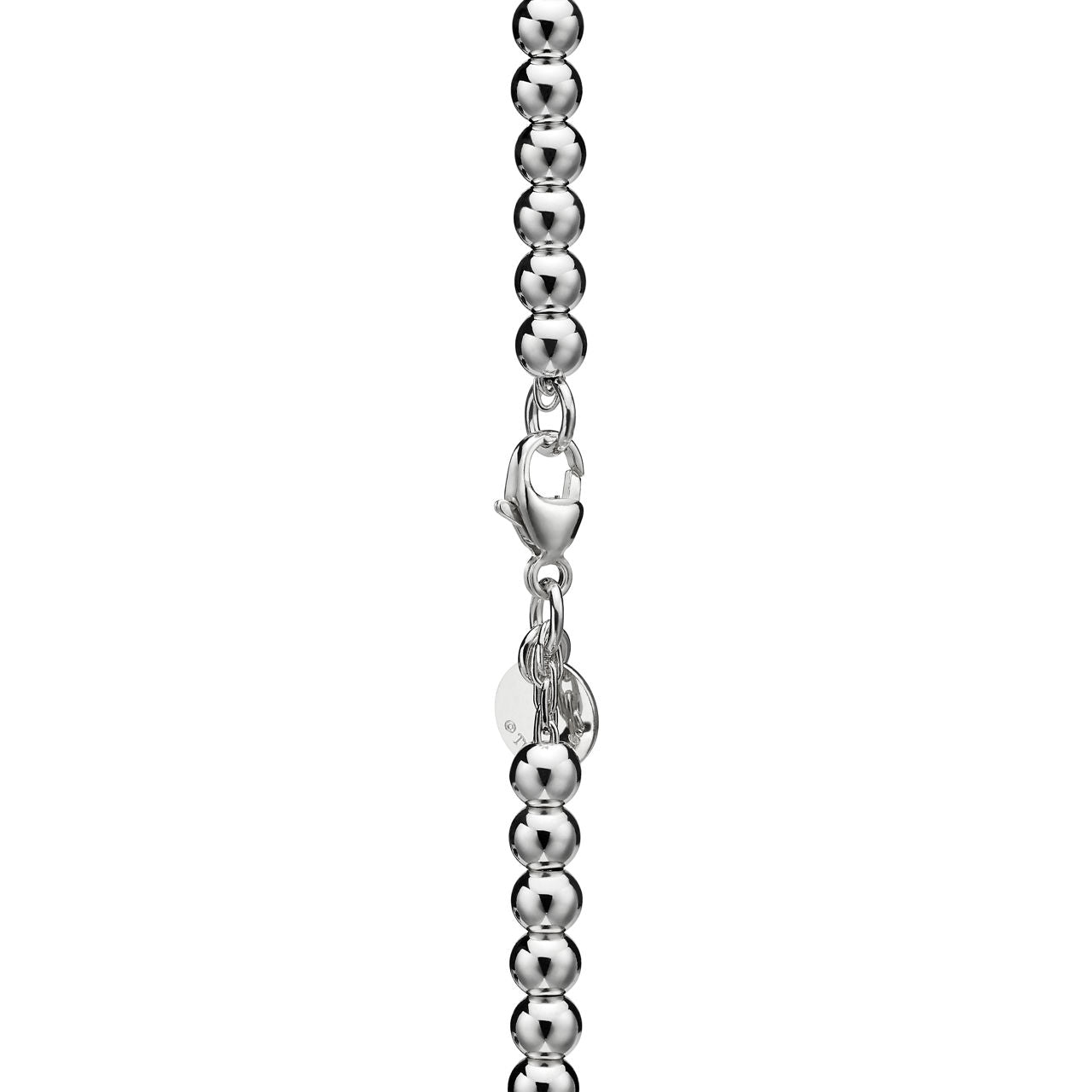 Bracelet de perles Plaque Cœur en argent 925 millièmes et diamant, 4 mm