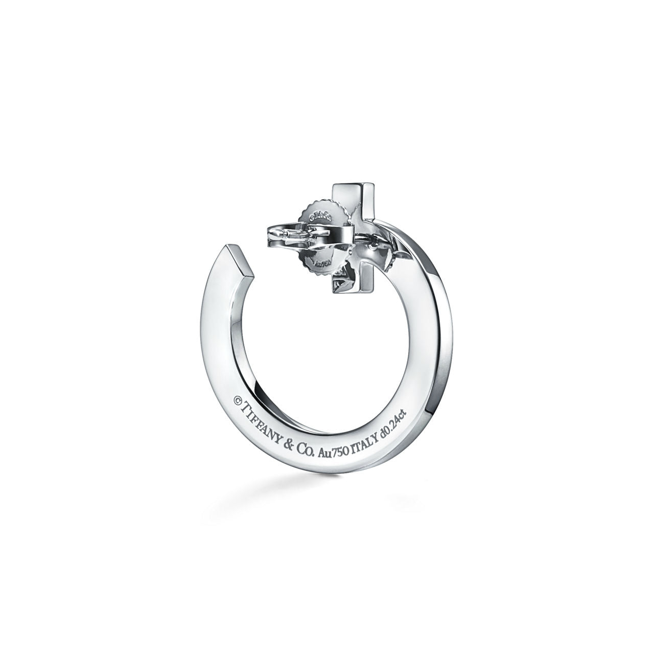 Boucles d’oreilles créoles ouvertes T1 en or blanc 18 carats et diamants