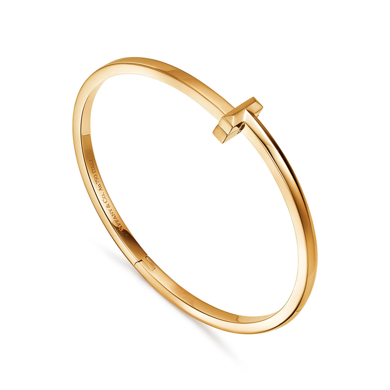 Bracelet jonc étroit à charnière T1 en or jaune 18 carats