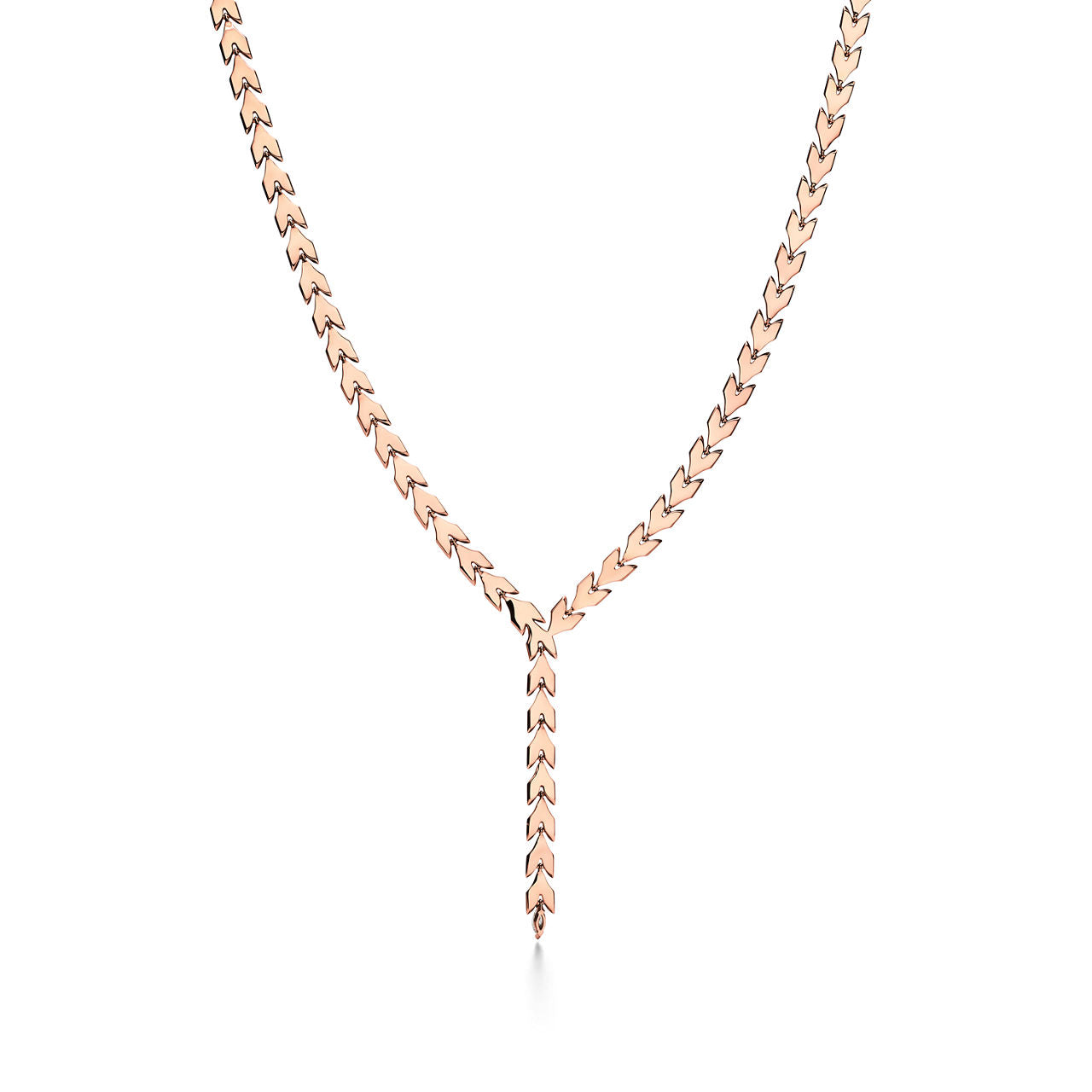Collier goutte d’eau motif vigne en or rose 18 carats et diamants