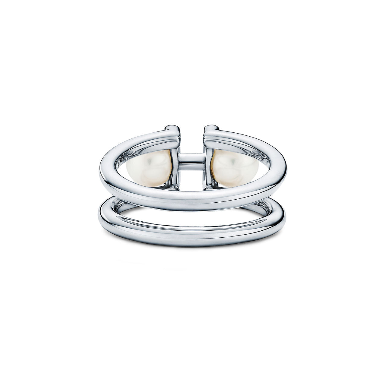 Tiffany HardWear Bague double perle en argent 925 millièmes