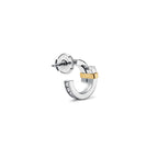 Boucles d’oreilles créoles en platine 950 millièmes, or jaune 18 carats et diamants