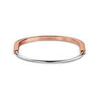 Bracelet jonc étroit en or rose et blanc 18 carats et pavé de diamants demi-cercle