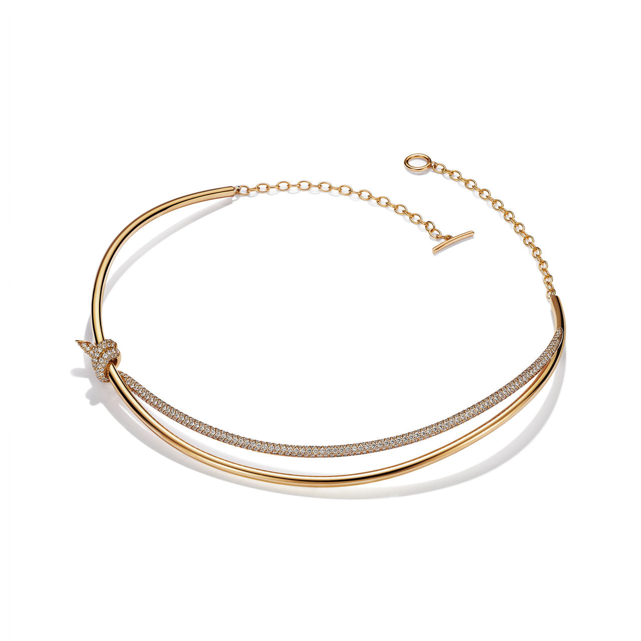 Collier double rang en or jaune 18 carats et diamants