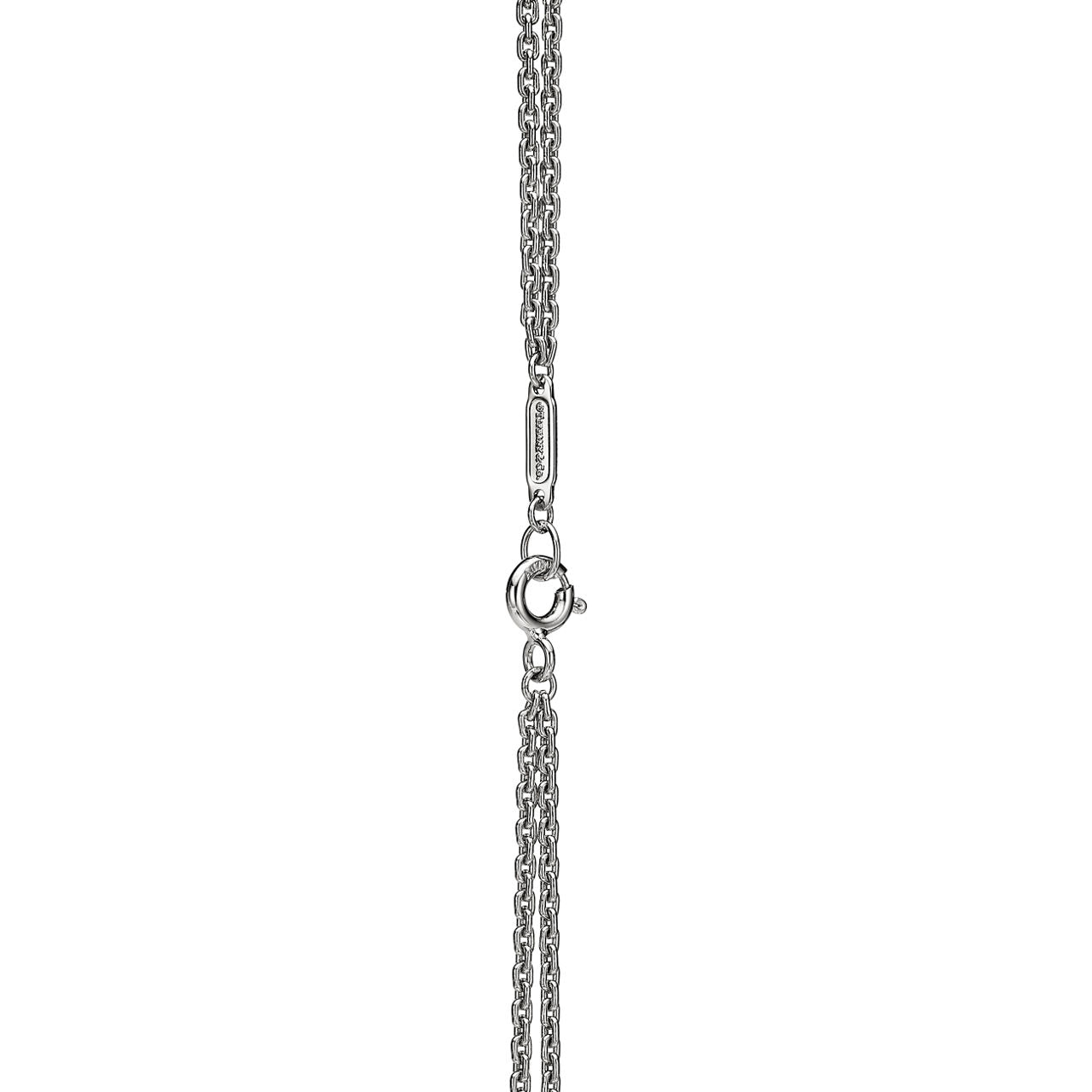 Pendentif à maillons doubles taille Large en or blanc 18 carats et pavé de diamants