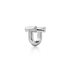 Boucles d’oreilles huggies T1 avec pavé de diamants en demi-cercle en or blanc 18 carats