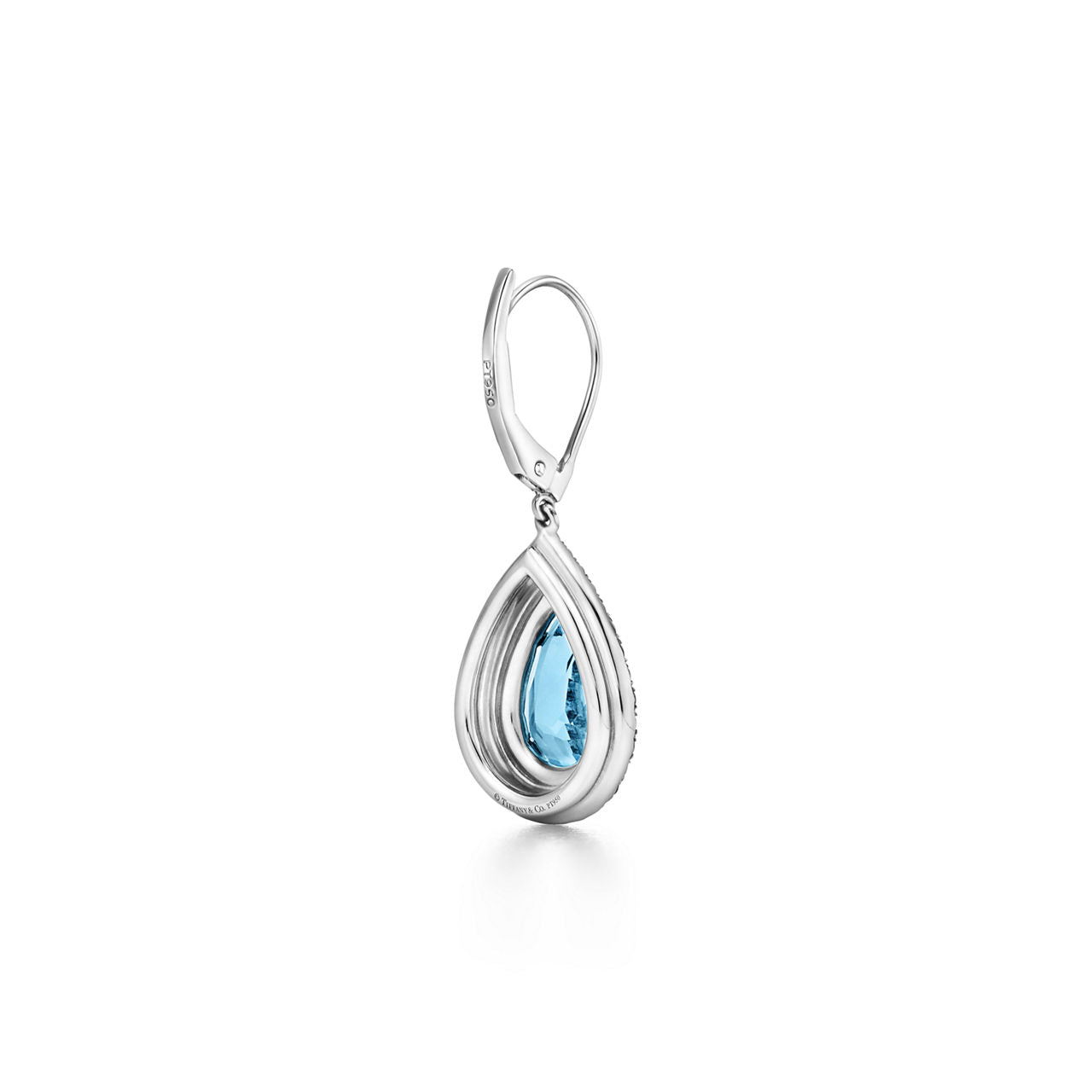 Boucles d’oreilles en platine 950 millièmes avec aigues-marines et diamants
