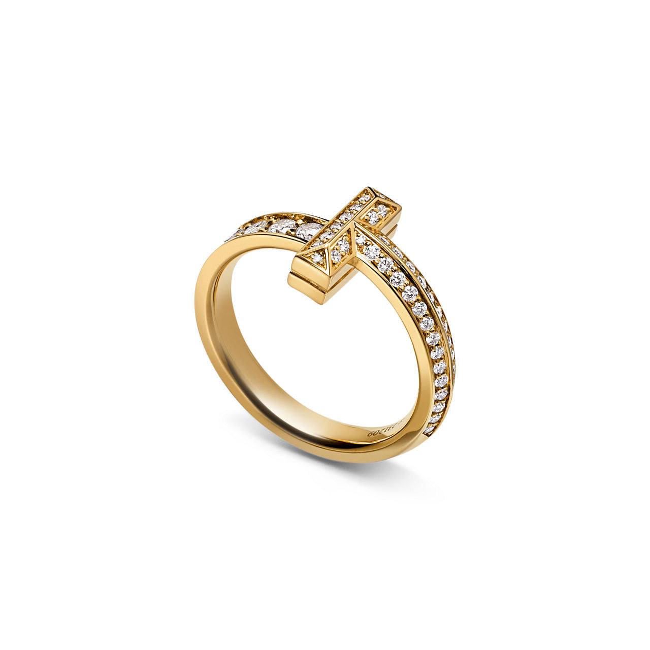 Tiffany T Bague étroite T1 en or jaune 18 carats et diamants