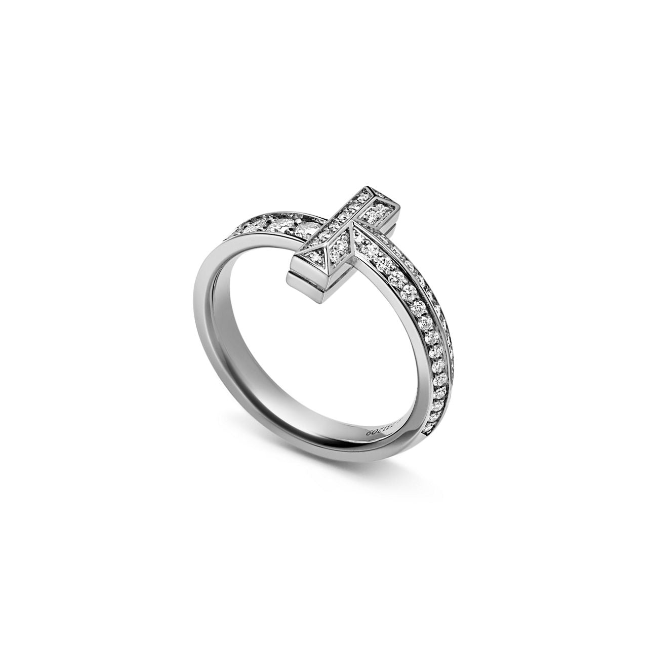 Tiffany T Bague étroite T1 en or blanc 18 carats et diamants