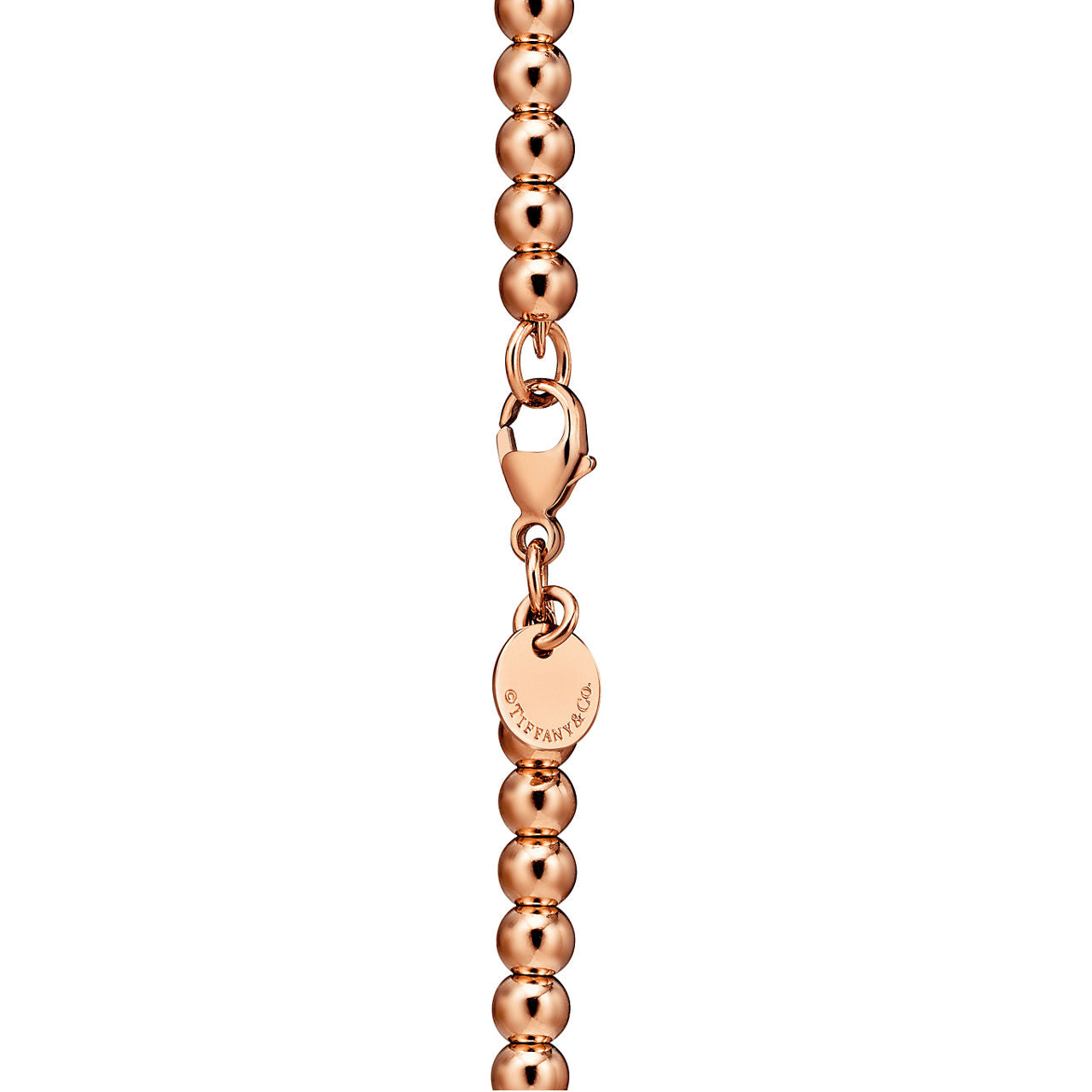 Collier de perles Plaque Cœur en or rose 18 carats. Mini.