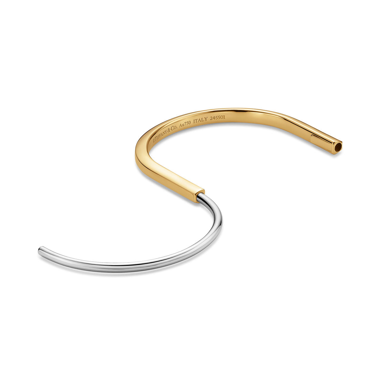 Bracelet jonc étroit en or jaune et or blanc 18 carats