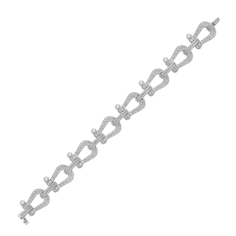 Bracelet Force 10, multiple manilles, pavé, grand modèle