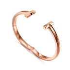 Bracelet jonc à charnière large T1 en or rose