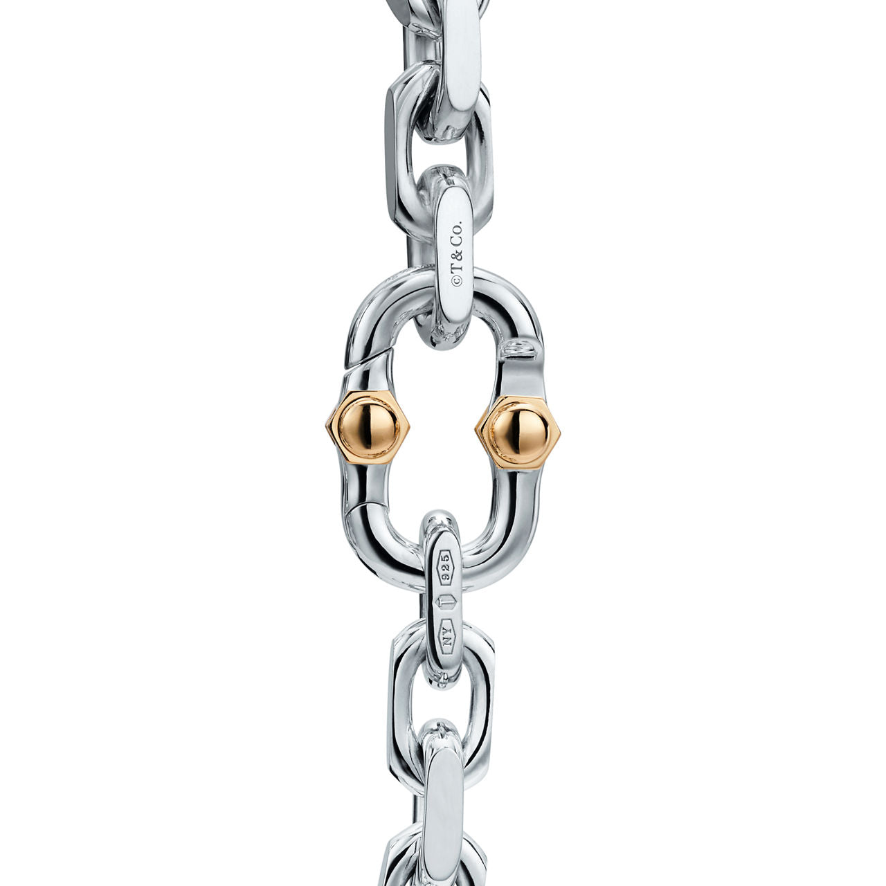 Bracelet à large chaîne Makers en argent 925 mil. et or 18 cts