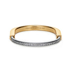 Bracelet jonc en or jaune et blanc 18 carats et pavé de diamants demi-cercle