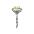 Tiffany Soleste Bague de fiançailles halo en platine 950 millièmes ornée d’un diamant jaune taille coussin