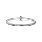 Bracelet jonc étroit à charnière T1 serti de diamants en pavé en or blanc 18 carats