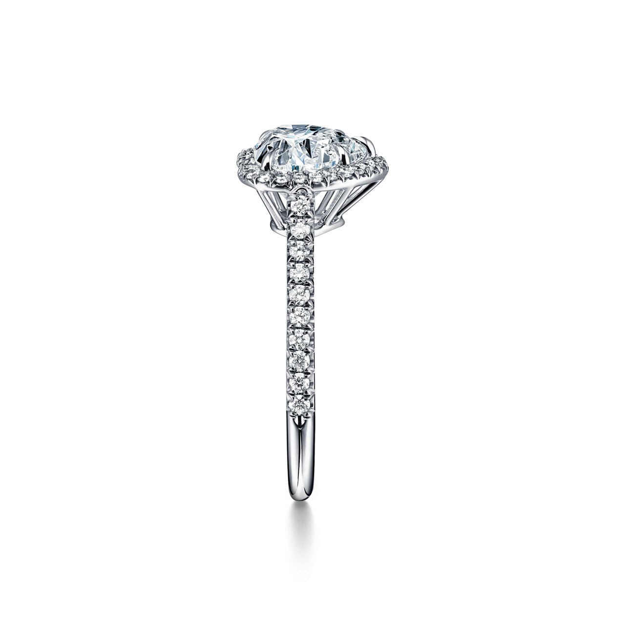 Tiffany Soleste Bague de fiançailles halo taille cœur avec anneau en platine 950 millièmes et diamants