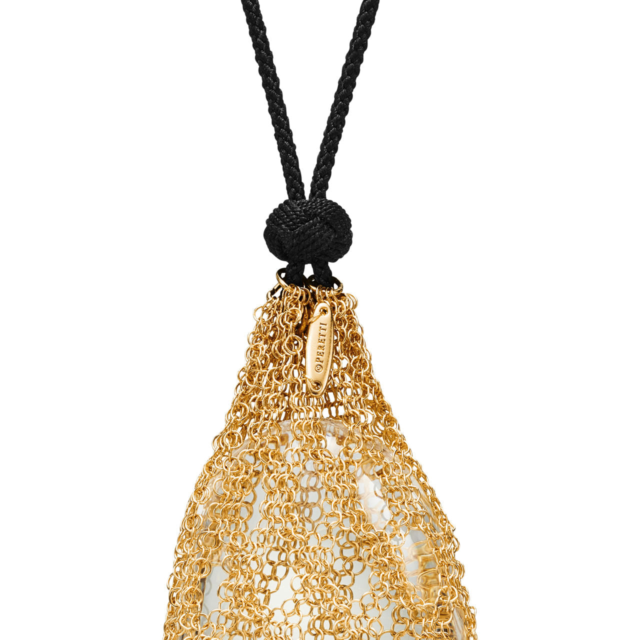 Collier Bean design en Cristal de Roche et Or Jaune 18 carats