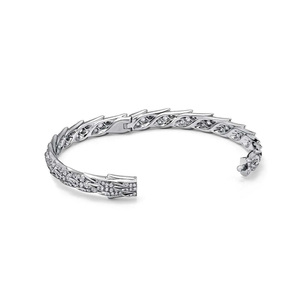 Bracelet jonc Wings Large en platine et diamants