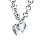 Collier Cœur plein avec fermoir à bascule en argent 925 millièmes