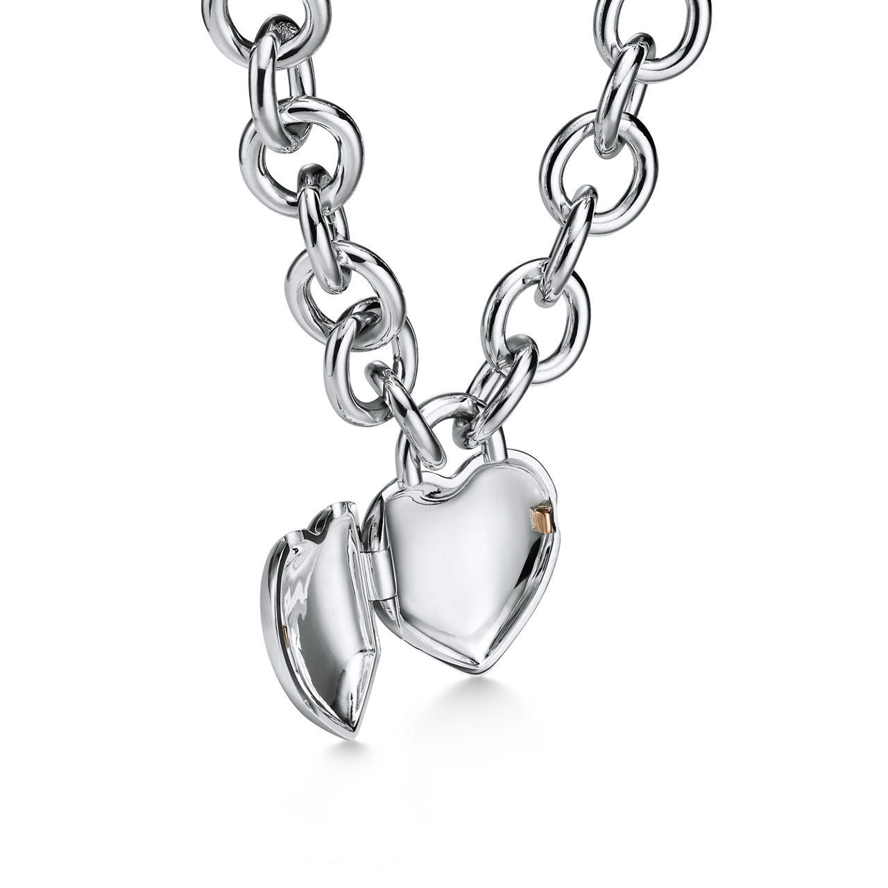 Collier Cœur plein avec fermoir à bascule en argent 925 millièmes