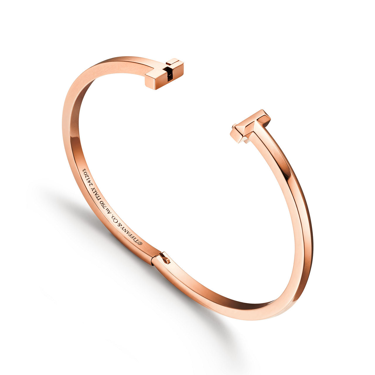 Bracelet jonc étroit à charnière T1 en or rose
