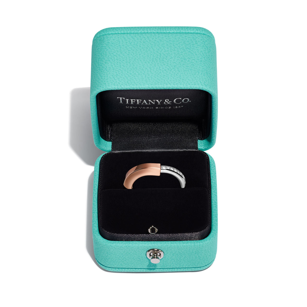 Tiffany Lock Bague en or 18 carats rose et blanc avec diamants