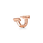 Boucles d’oreilles huggies T1 avec pavé de diamants en demi-cercle en or rose